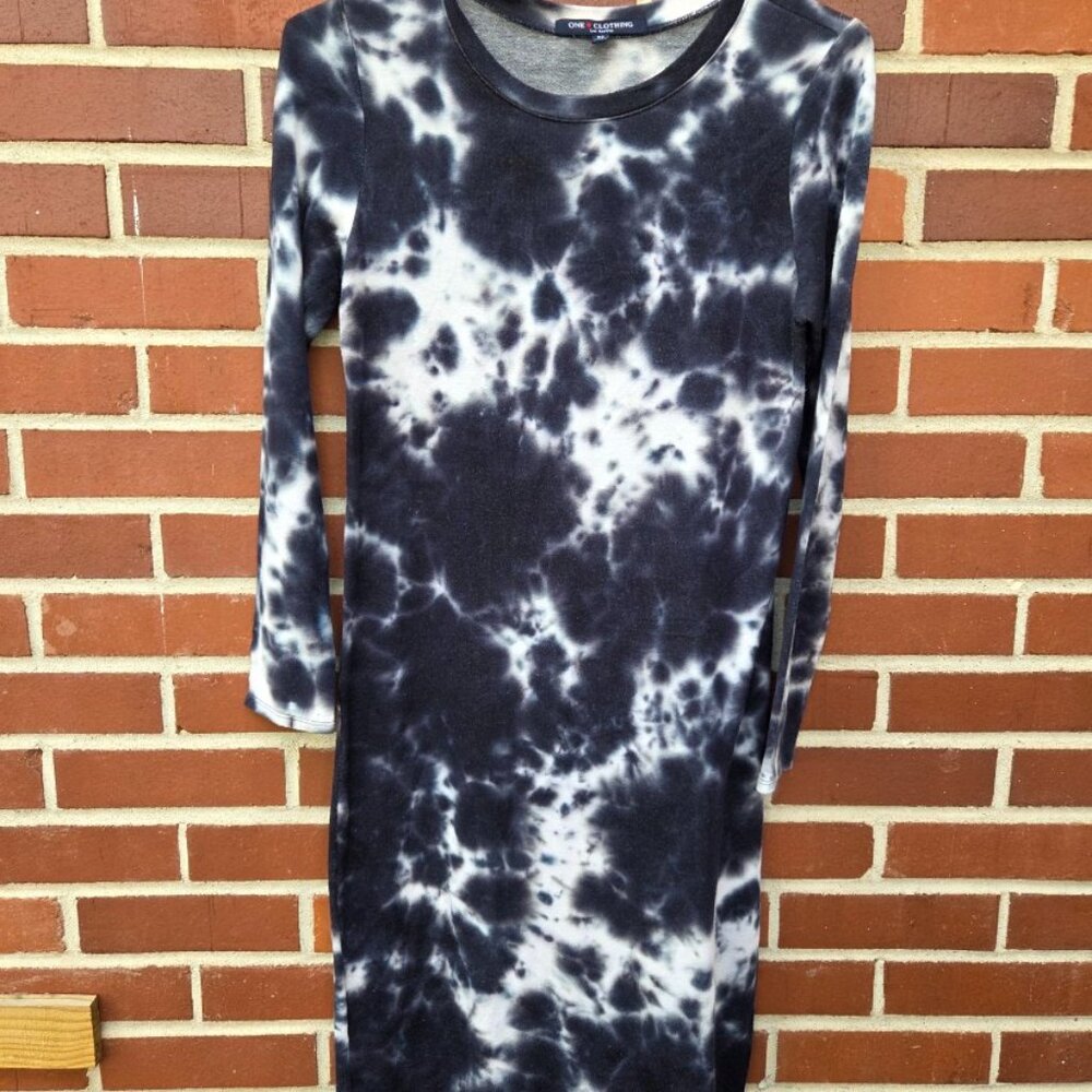 Black and White Tie-Dye Dress - by One Clothing - Size M